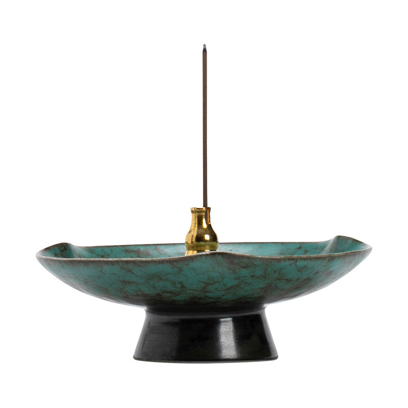 Chinese ceramic incense holder, incense tray, incense burner, incense burner, household indoor incense stand, handicrafts, gifts, religious items, sandalwood incense burner Item Picture