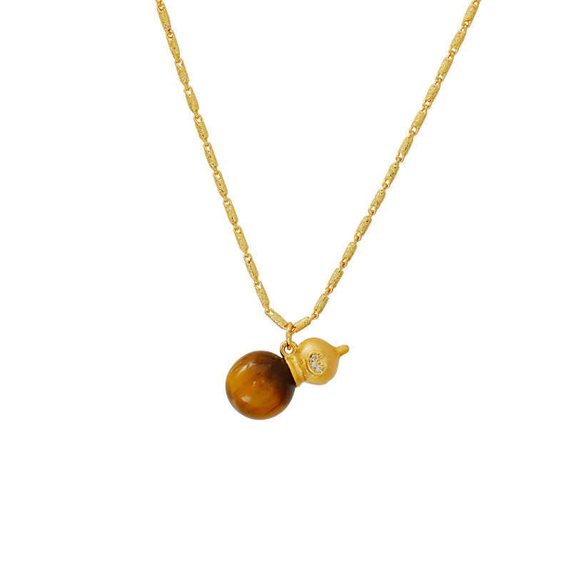 Hyacinth merad ojo de tigre piedra colgante collar mujer otoño invierno burst calabaza suéter cadena 2025 premium sentido clavícula cadena accesorios collar Item Picture