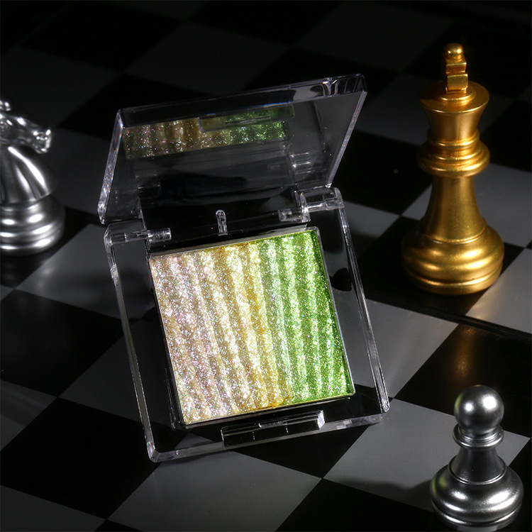 Pequeña cantidad personalizada OEMODM camaleón patrón vertical gradiente arco iris eyeshadow bandeja multicolor color brillante duradero no mareo belleza transfronteriza nuevo artículo - 3