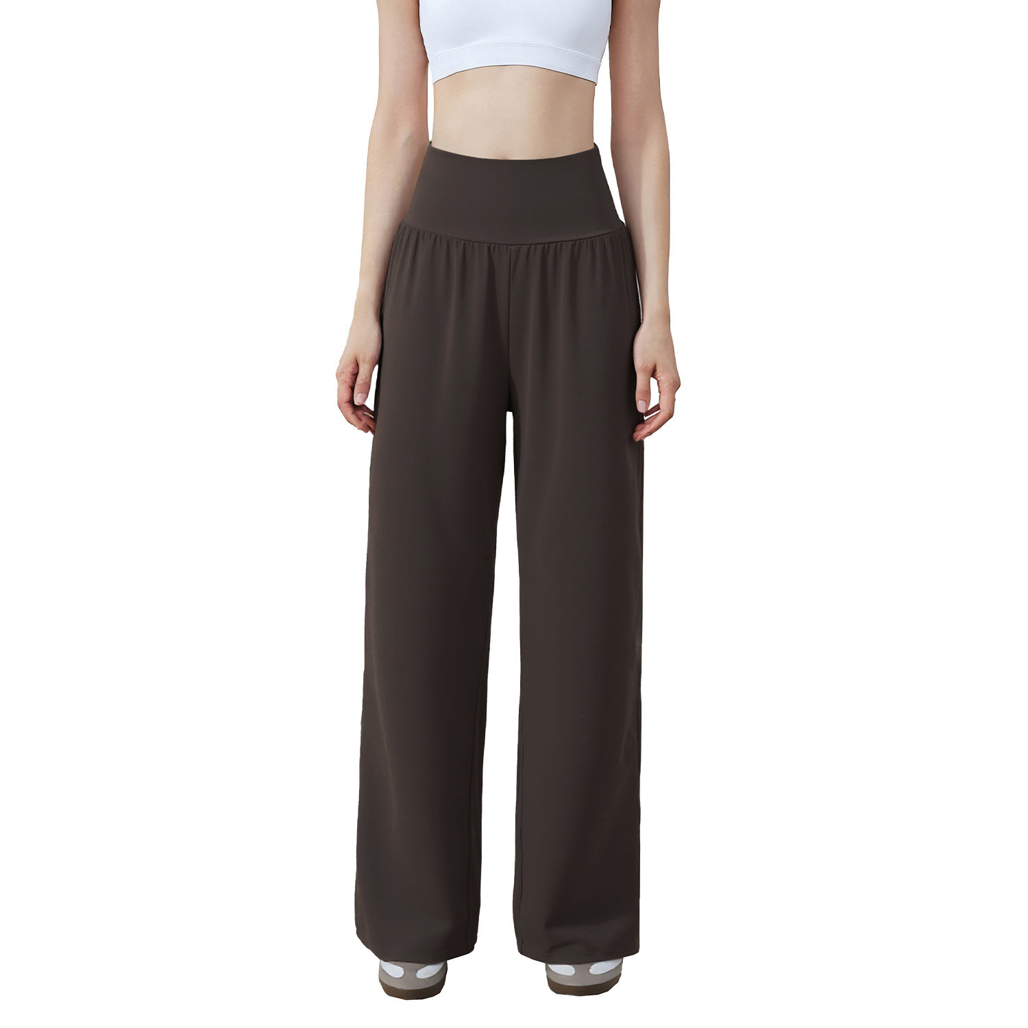 Yamamoto pants Women's 9-inch high-waisted wide-leg pants for commuting, casual sports, yoga wear, loose straight top Item Picture