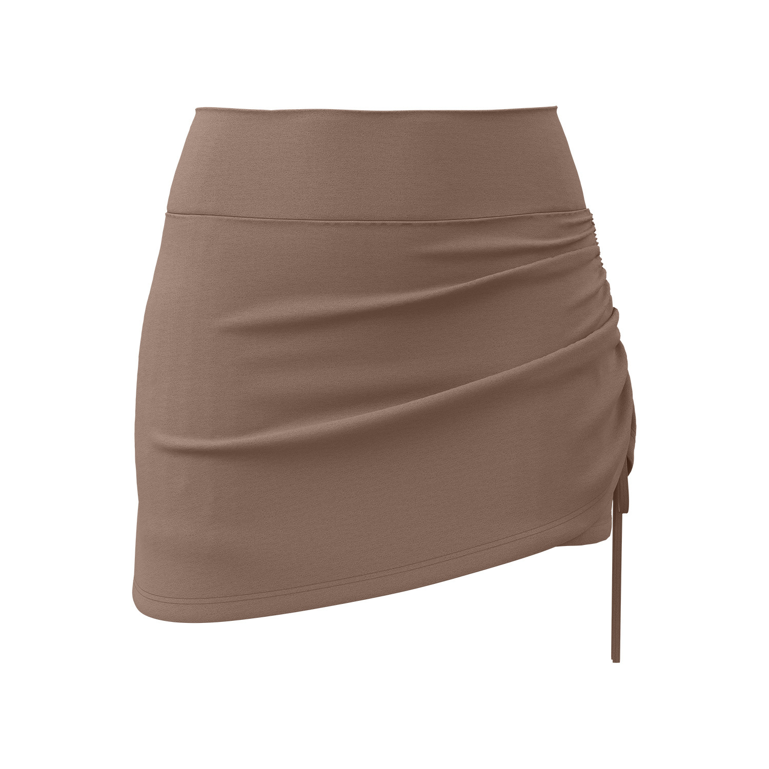 High-waisted, belt-curving, slimming fake two pairs of shorts, women's side drawstring design yoga pants, anti-glare sports dress Item Picture