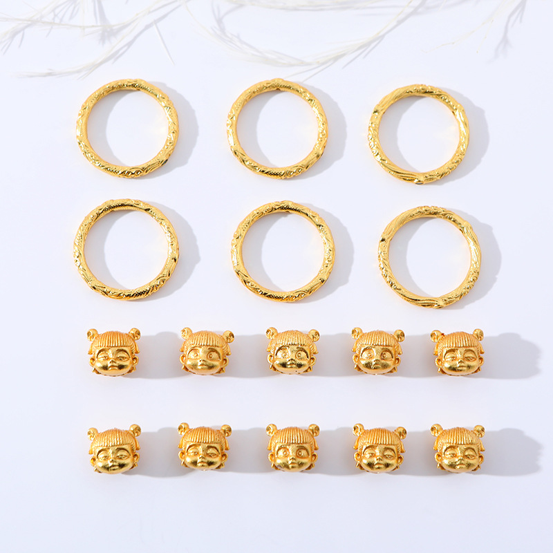 卡通人物同款可爱头像沙金闭口乾坤圈手环不易掉色金戒指工厂批发
