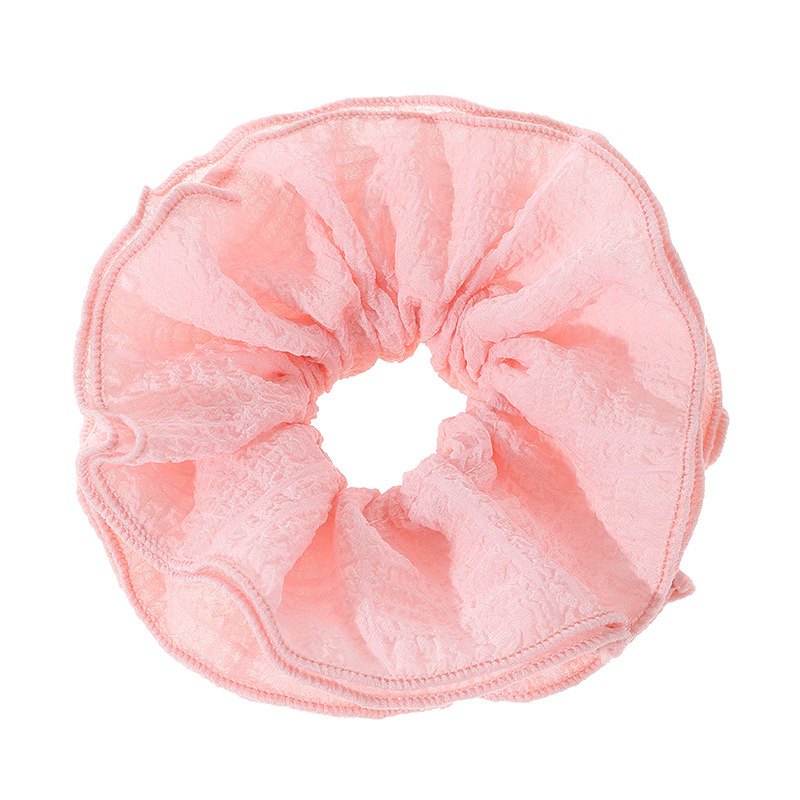 High-end pink mesh large intestine hair tie for Spring/Summer 2025, a feminine and atmospheric ponytail hair accessory Item Picture