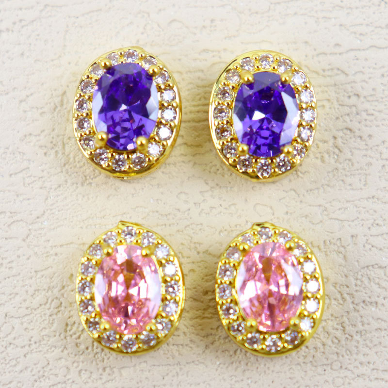 微镶锆石圆形串珠法式复古宝石孔珠手工手链项链饰品配件