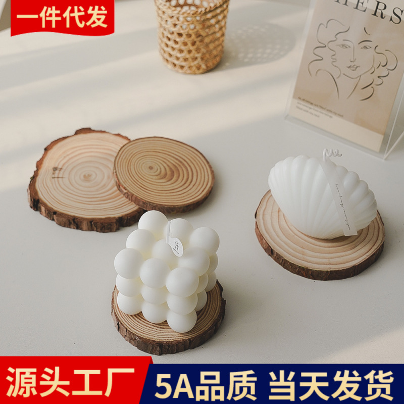 现货批发木质简约香薰蜡烛托盘ins风圆形装饰摆件办公文化氛围布置用品