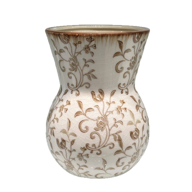 Azul y azul porcelana craquetas de hielo cerámica jarrón chino vintage acuático arreglo floral sala de estar basalto decoración decoración Item Picture