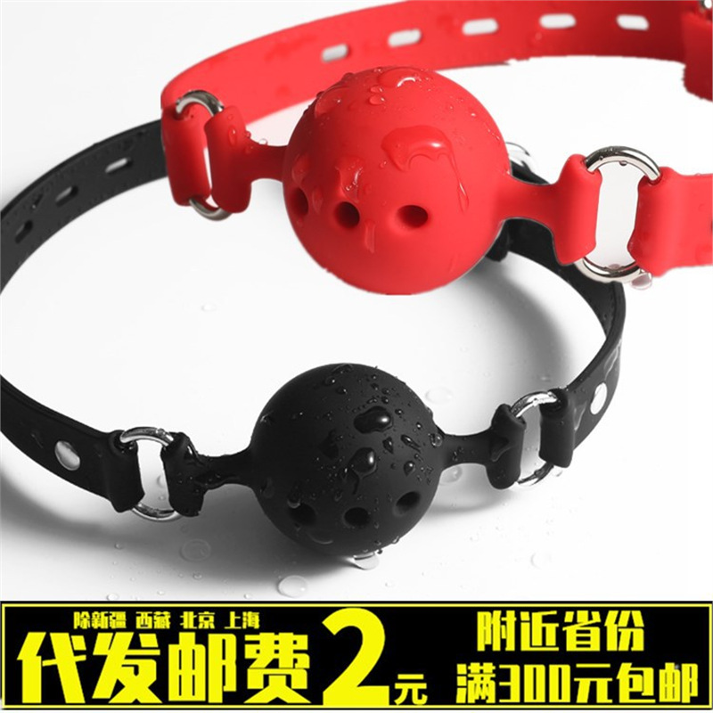 厂家情趣口塞口球成人道具SM束缚玩具性用品三孔全硅胶口球