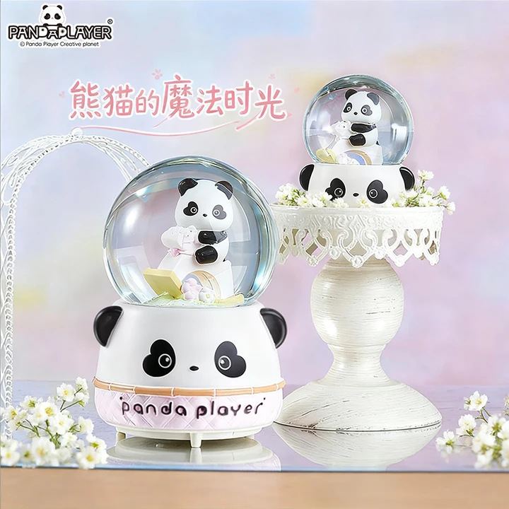 熊猫骑马水晶球大号八音盒儿童派对圣诞礼物可飘雪男女孩工艺品详情图2