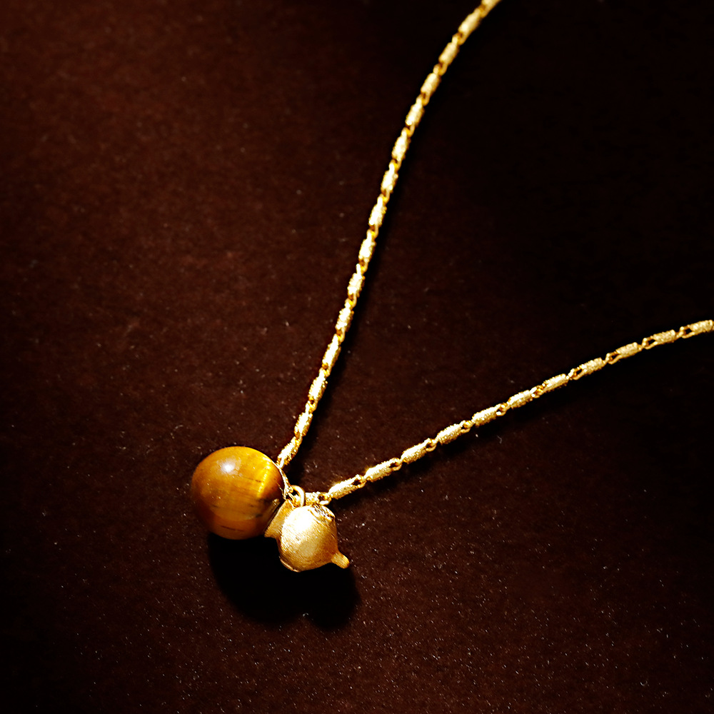 Hyacinth merad ojo de tigre piedra colgante collar mujer otoño invierno burst calabaza suéter cadena 2025 premium sentido clavícula cadena accesorios collar details Picture
