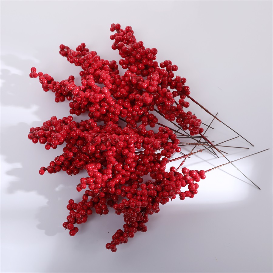 圣诞节仿真花枝绿植配件仿真果实红果浆果节日装饰办公文化园艺用品