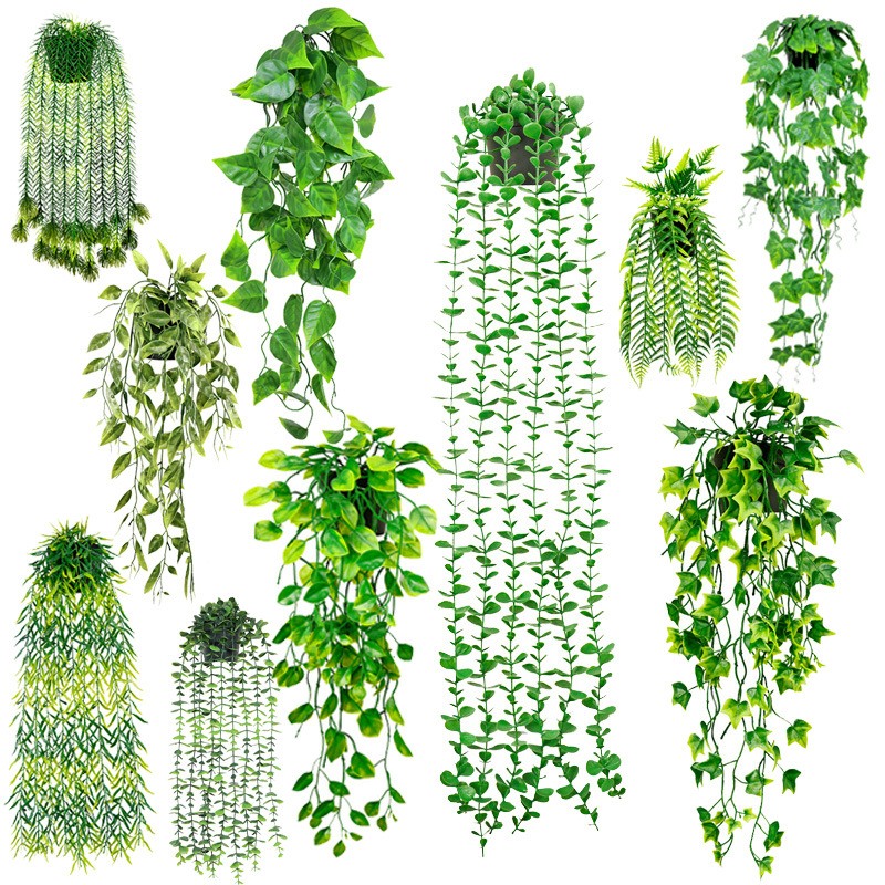 Amazon artificial hanging vine green plants, simulated hanging vine potted plants, home balcony decoration, plastic plants, office culture, garden decorations