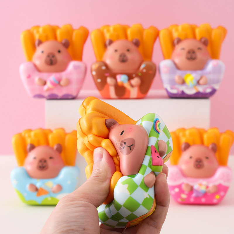 卡通薯条卡皮巴拉可爱捏捏乐解压玩具低成本摆摊桌面装饰厂家直销益智科教彩泥粘土沙