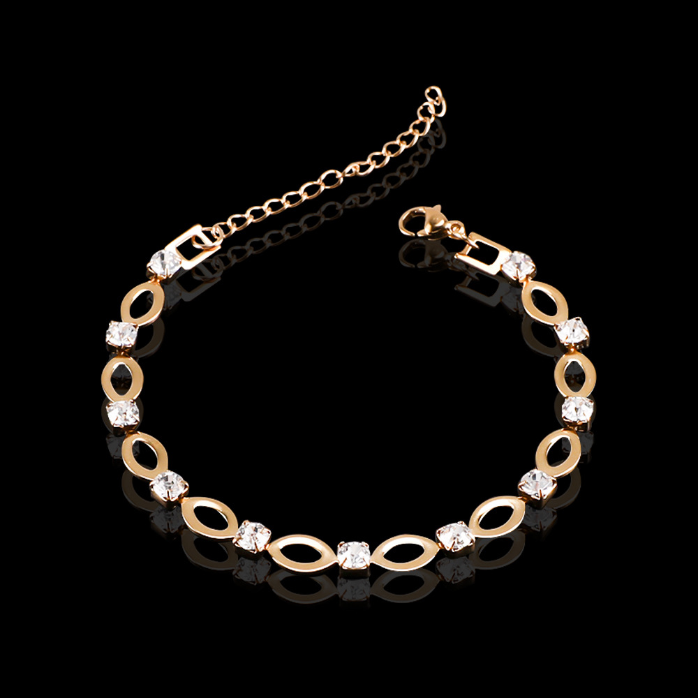 Summer Export Stainless Steel Women's Light Luxury Heart-Shaped Zircon Oval Hollowed-Out Necklace, Ins Style, High-End And Non-Fading Accessory Specification drawing