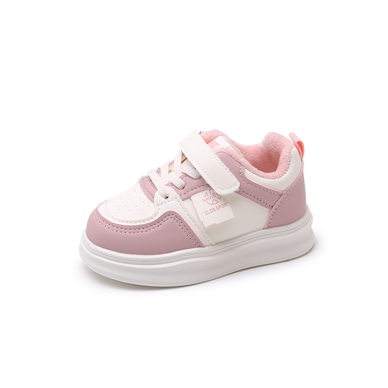 Children's autumn and winter double cotton shoes 2025 New style soft soled fleece sports shoes for boys and girls, children's shoes, baby white shoes Item Picture