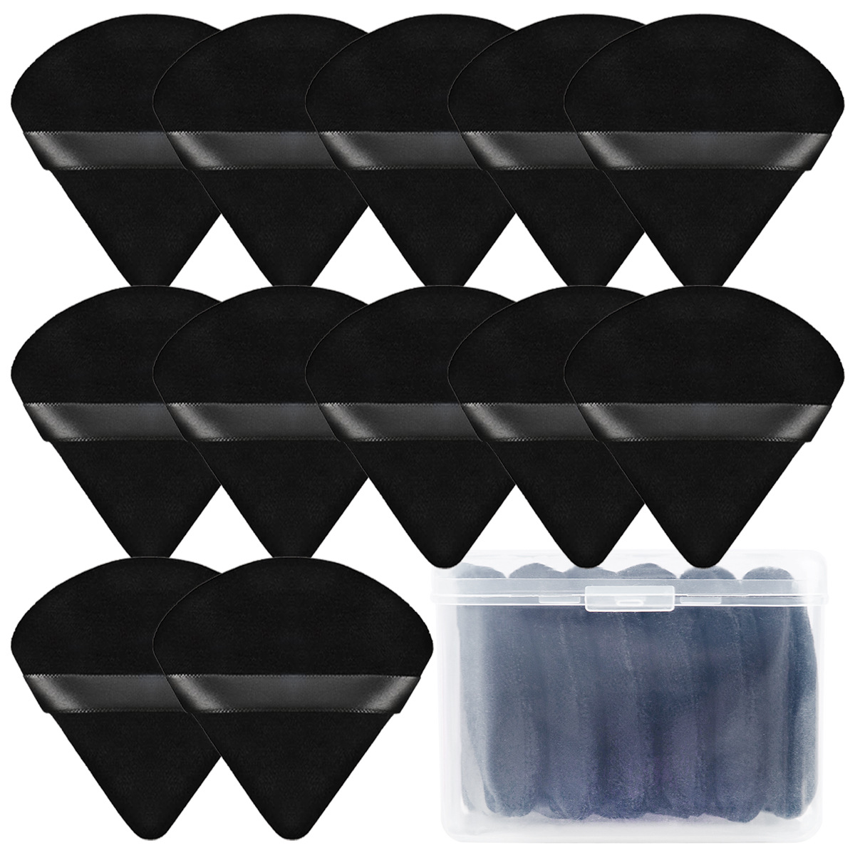 Beauty Triangle Crystal Velvet Loose Powder Puff, genuine makeup setting, flocking beauty, skin care and makeup tools wholesale Specification drawing