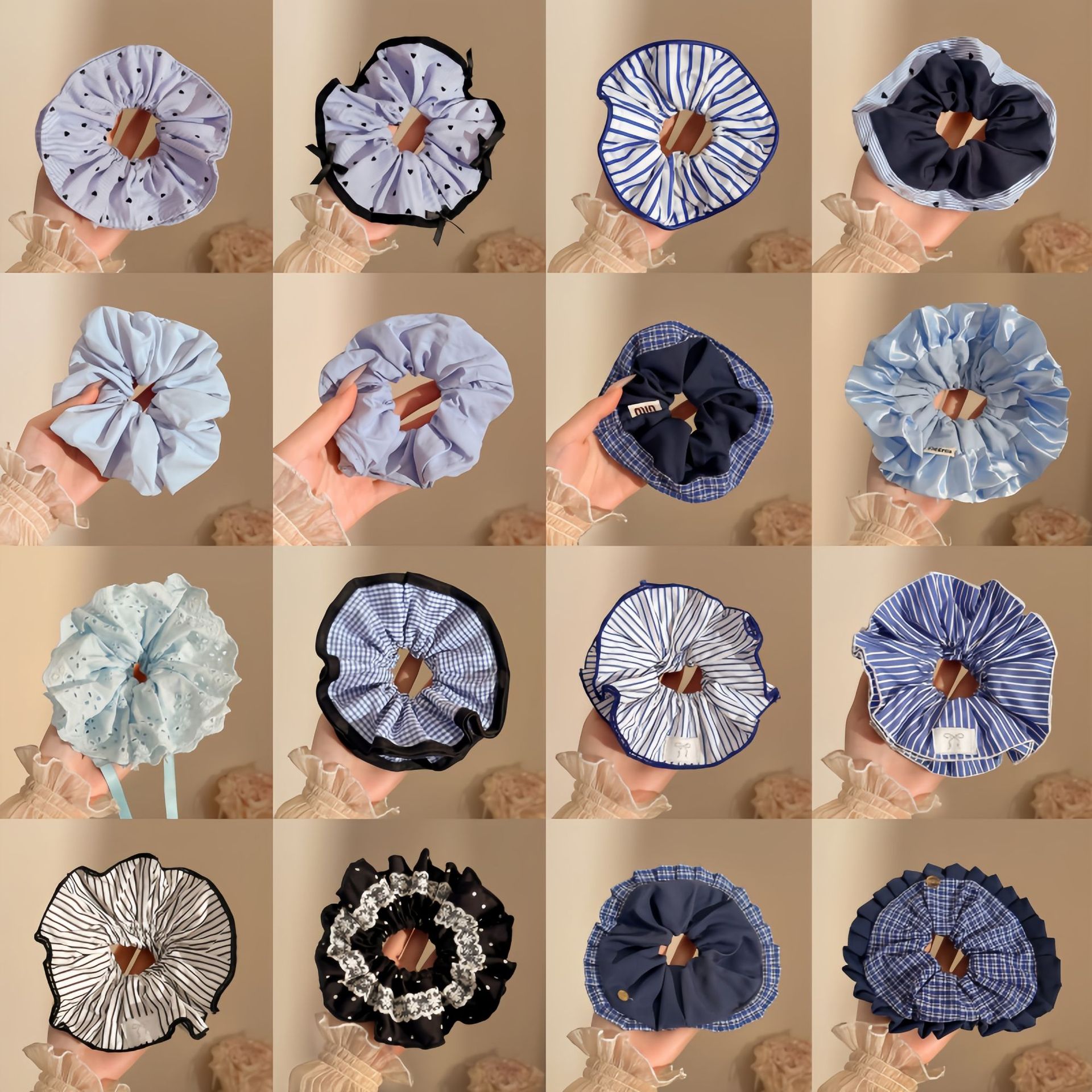 Korean-style large intestine polka dot silk hair bands, large summer hair ties, women's hair ties, hair accessories, hair accessories