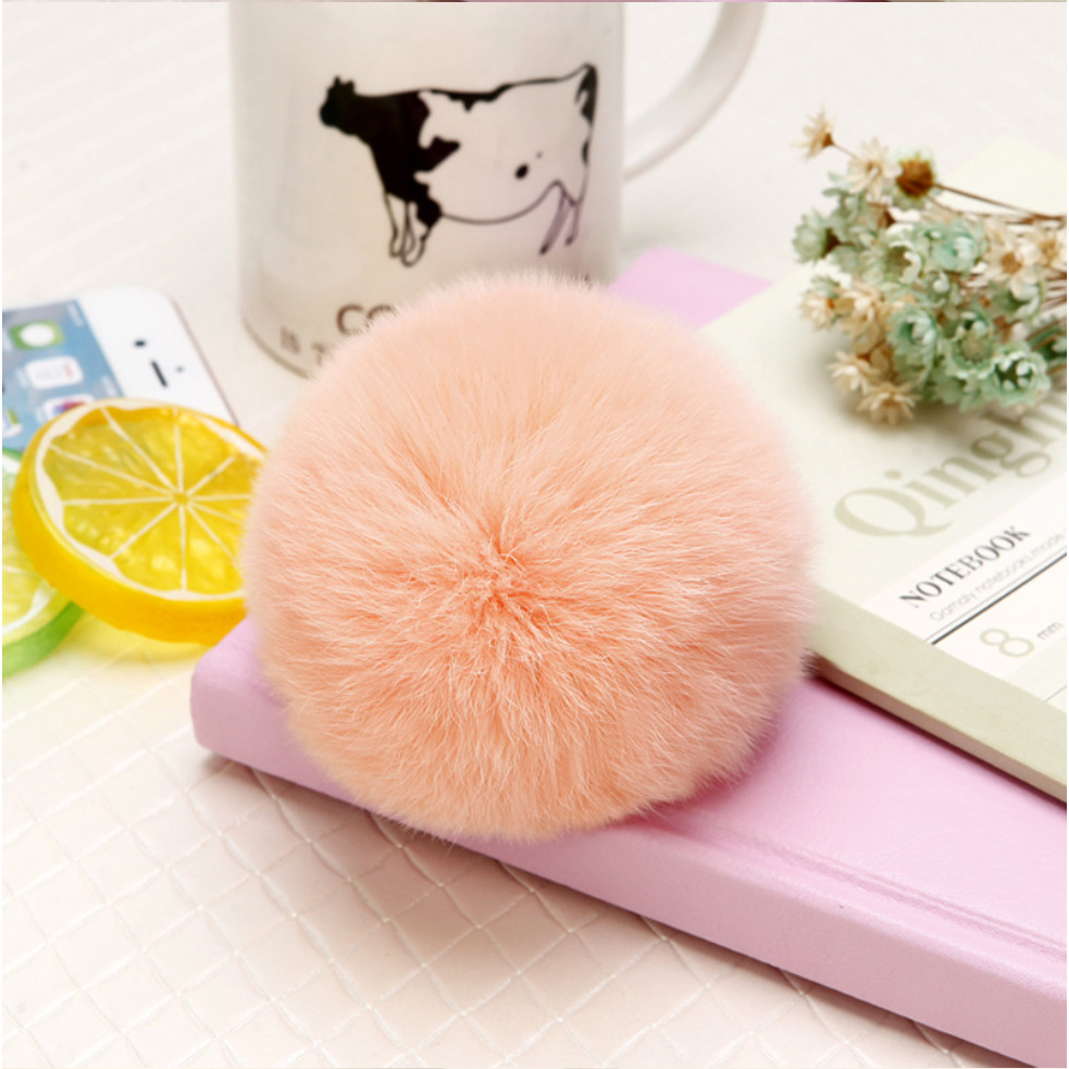Rabbit fur plush ball, long and short fur handmade fabric printed pendant, doll accessory, pom-pom pendant Specification image