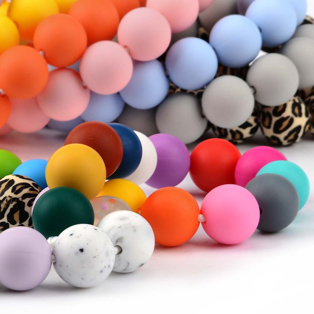 浙盛水转印硅胶珠散珠DIY手链项链配件圆珠饰品手串牙胶装饰材料