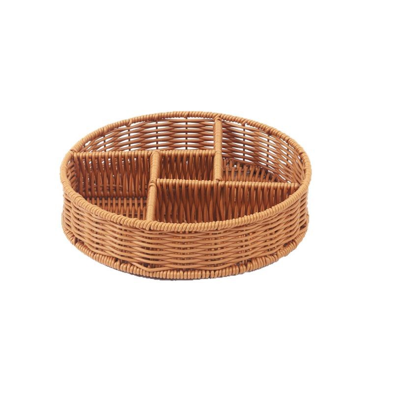 Desktop fruit candy, rattan woven hot pot, vegetable and pastry storage basket, creative tableware, commercial compartmentalized plate, self-service barbecue storage basket Item Picture