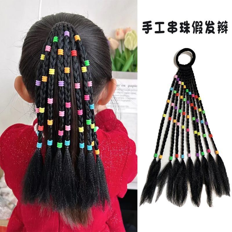 Colorful wigs, ponytails, girls' boxing braids, babies' dirty braids, braided hair ropes, children's braided hair styles details Picture