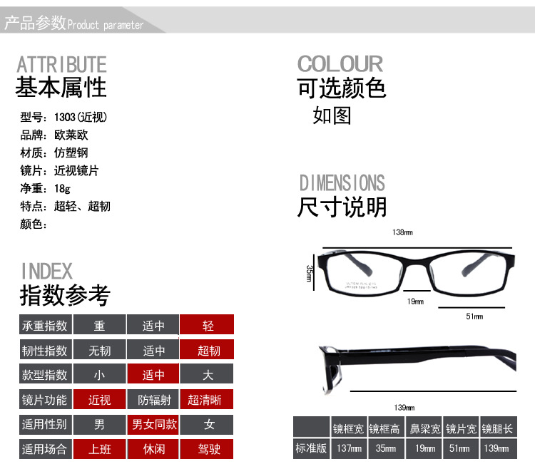 欧莱欧成品近视眼镜100-400度 厂家批发复古学生框架镜仿塑钢眼睛详情3