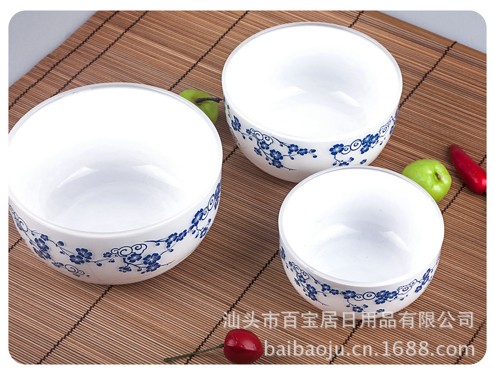 Produce and sell B-362 Baibao two-color bowls and white imitation porcelain plastic bowls pic 20