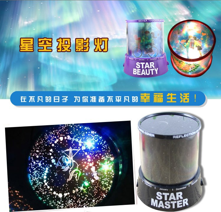 跨境外贸七彩夜灯LED星空投影灯星空达人星星月亮灯浪漫创意礼品详情10