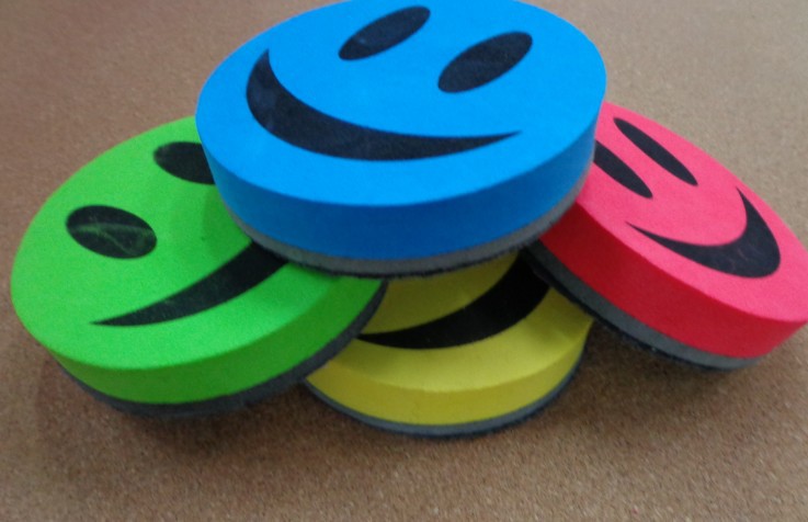 EVA magnetic board eraser, round smiling face, large white board eraser, black board eraser, cartoon board eraser, white board eraser for office use pic 4