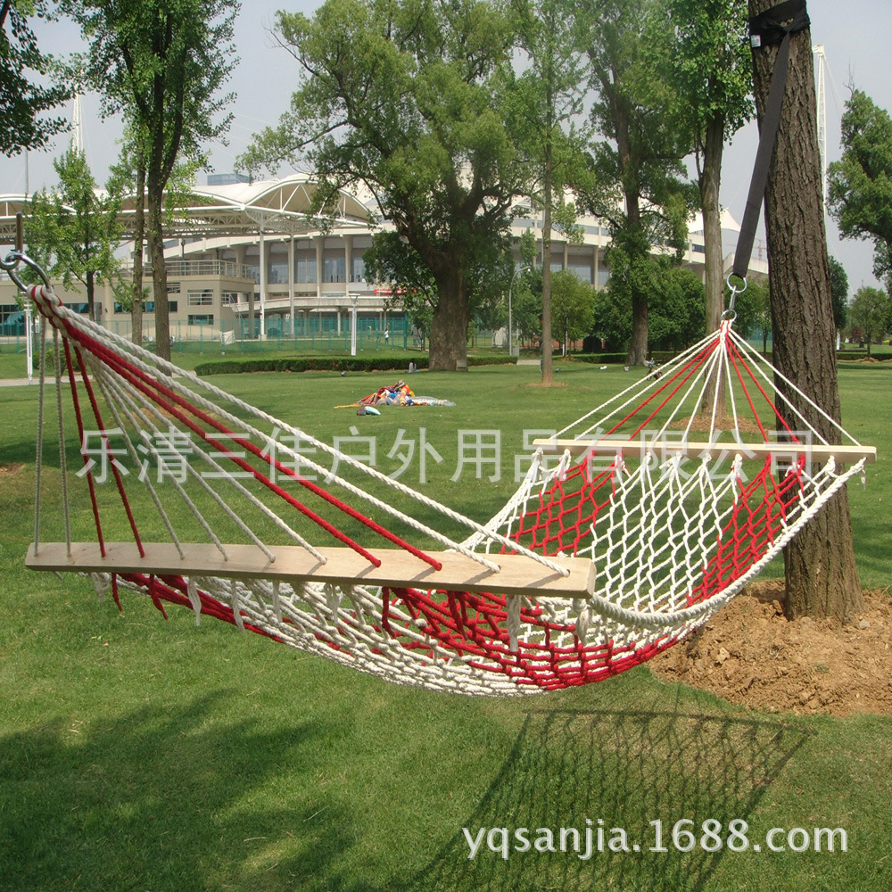 休闲户外野营吊床秋千室外网状棉绳网单双人批发悬挂式详情3