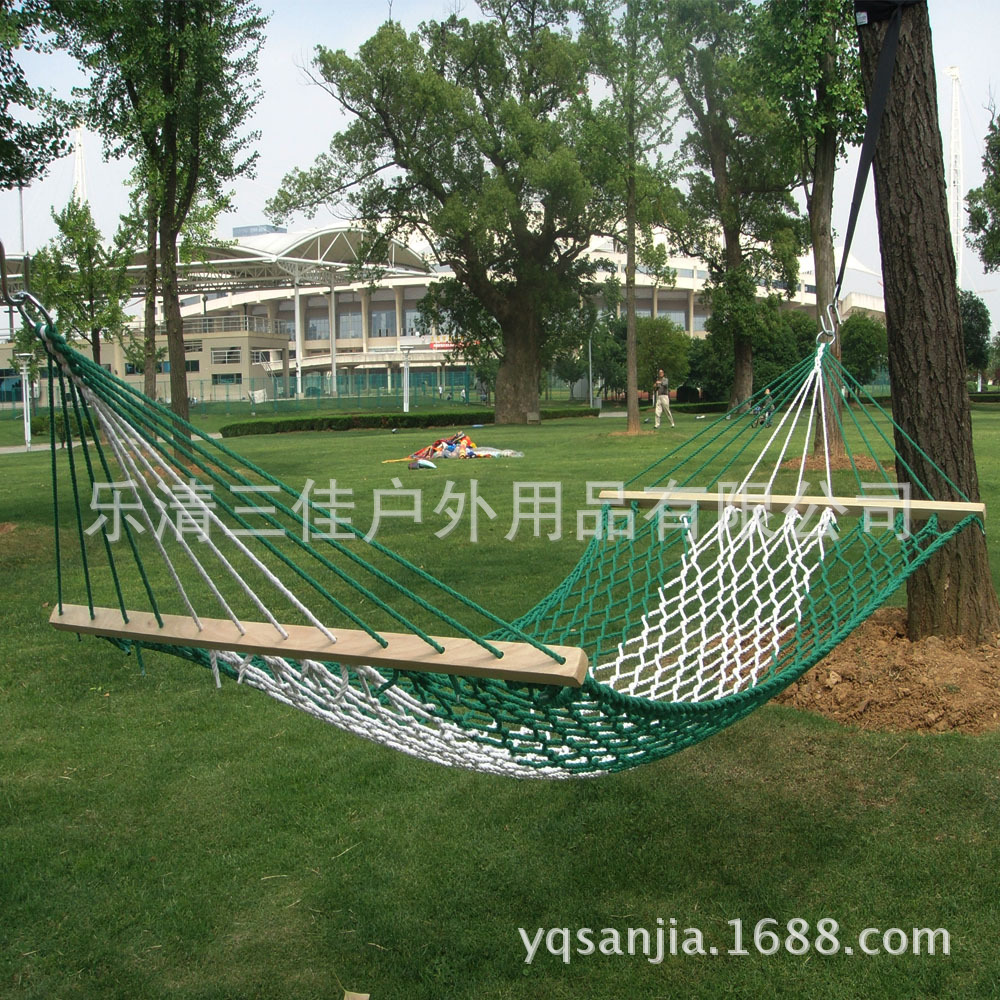 休闲户外野营吊床秋千室外网状棉绳网单双人批发悬挂式详情4