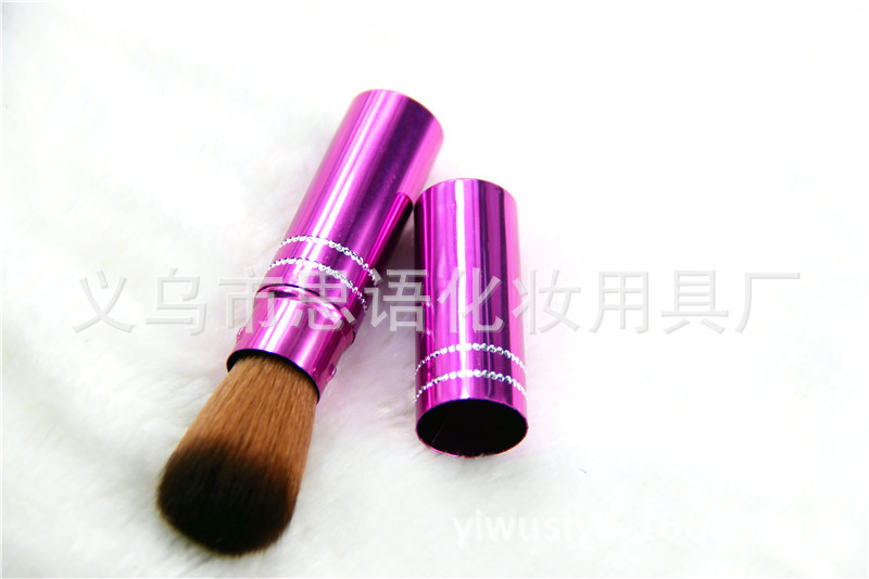 供应17K镶钻伸缩便携化妆刷腮红刷 礼品刷 尼龙毛化妆刷来样散粉详情8
