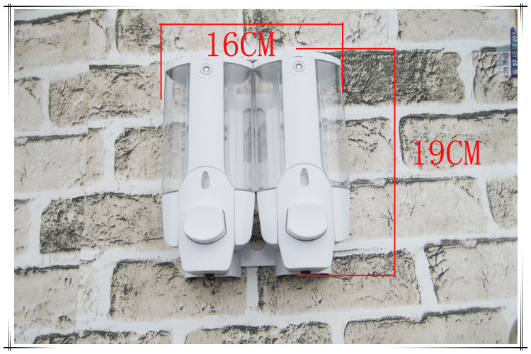 浴室双头皂液器洗手动给皂机  洗发水 沐浴露  双头给皂器 皂盒详情3