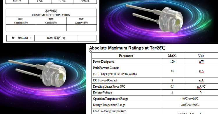 5mm straw hat led beads, 0.5W through-hole high-power light-emitting diode pic 24