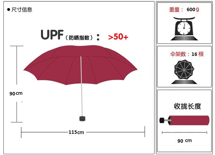 日韩创意16骨彩虹伞弯柄自动伞圆骨直杆伞拒水碰击布可印刷LOGO详情4