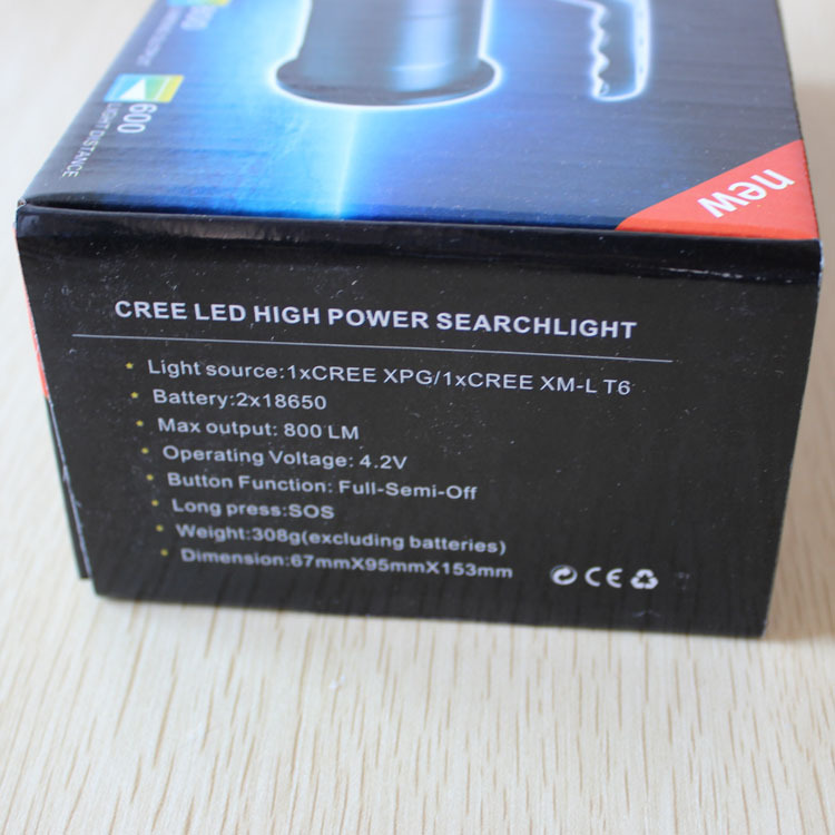 T6 portable searchlight, waterproof aluminum alloy rechargeable flashlight, patrol, camping, search and rescue, fishing, aluminum alloy waterproof pic 16