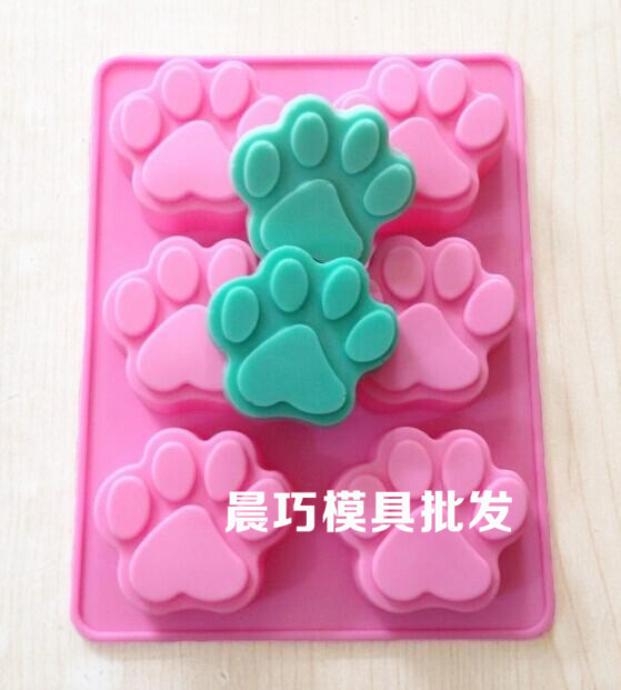 6-piece cat paw, bear paw, resin candle, plaster mold, puppy footprint, rice cake, steamed cake mold, soap, handmade soap mold pic 4