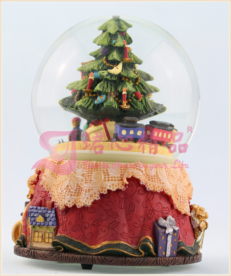 Craft gifts, Christmas music, crystal balls, colored lights, Christmas trees, little trains, music boxes, creative gift ornaments pic 2