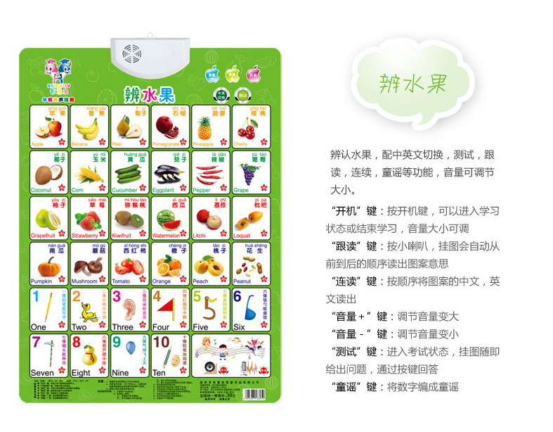 早教有声挂图儿童宝宝电子发声发音学习挂画字母凹凸认知智慧鱼详情14
