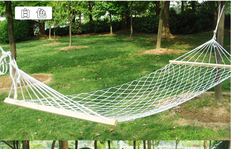 Sanjia mesh hammock outdoor single person wholesale nylon mesh belt wooden stick frame swing hanging type pic 37