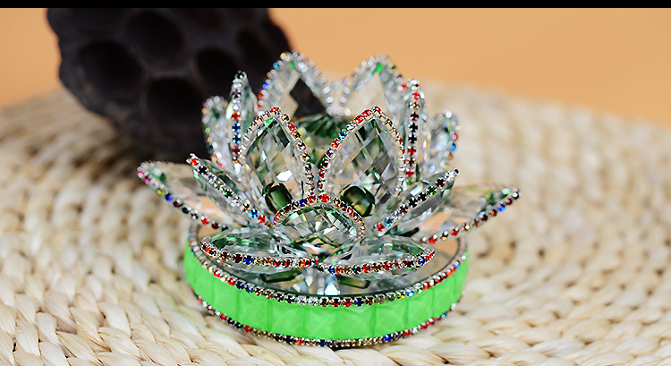 BJ011新款镶钻玻璃底莲花香水座汽车内饰摆件车载摆饰用品批代发详情10