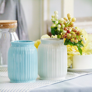 白色简约现代北欧风格陶瓷花瓶三件套花器工艺术品家居摆件中号详情8