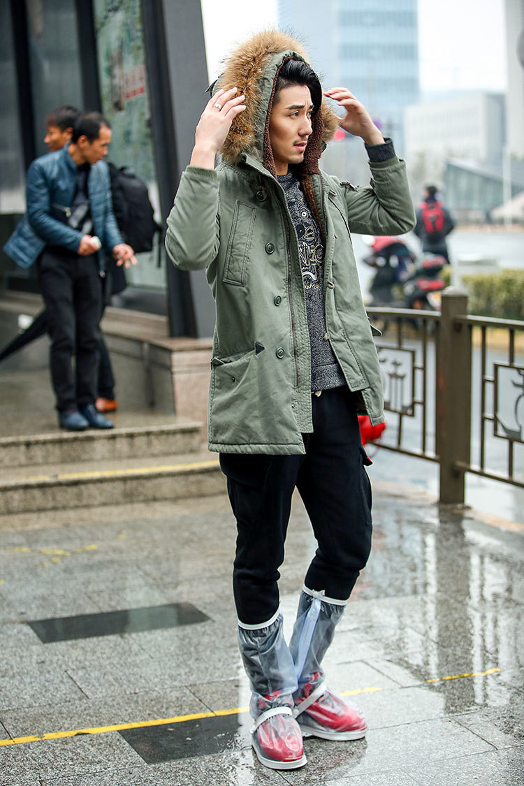 雨易思防雨鞋套骑行户外防水鞋套防雨加厚底212黑白高筒颜色批发详情42