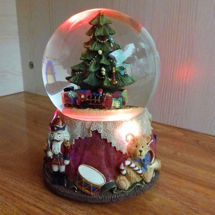 Craft gifts, Christmas music, crystal balls, colored lights, Christmas trees, little trains, music boxes, creative gift ornaments pic 3
