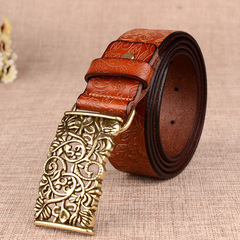 热卖爆款雕花皮带真皮腰带皮带女士装饰韩版裤带女式简约针扣批发详情12