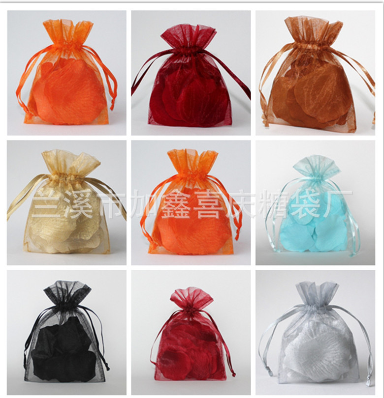 Solid color organza bags, drawstring bags, gift bags, cosmetics and jewelry boxes, plain mesh bags pic 7