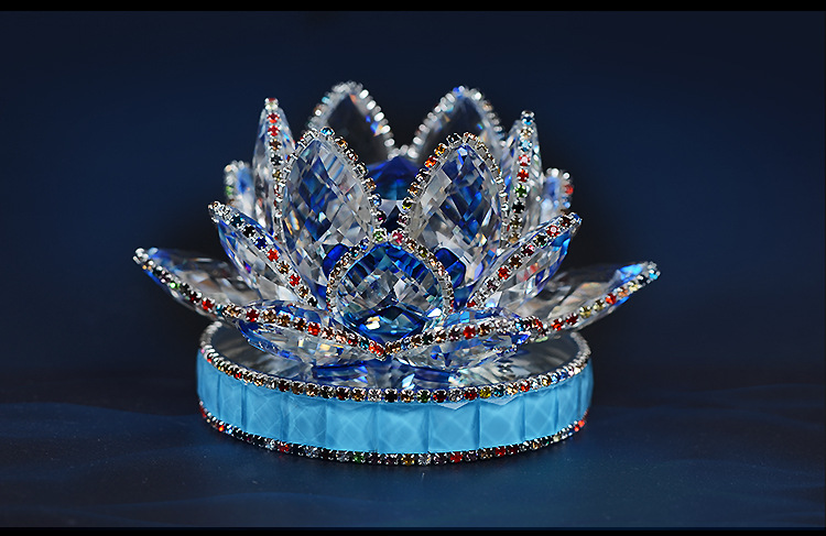 BJ011新款镶钻玻璃底莲花香水座汽车内饰摆件车载摆饰用品批代发详情5