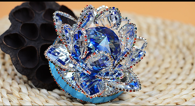 BJ011新款镶钻玻璃底莲花香水座汽车内饰摆件车载摆饰用品批代发详情9