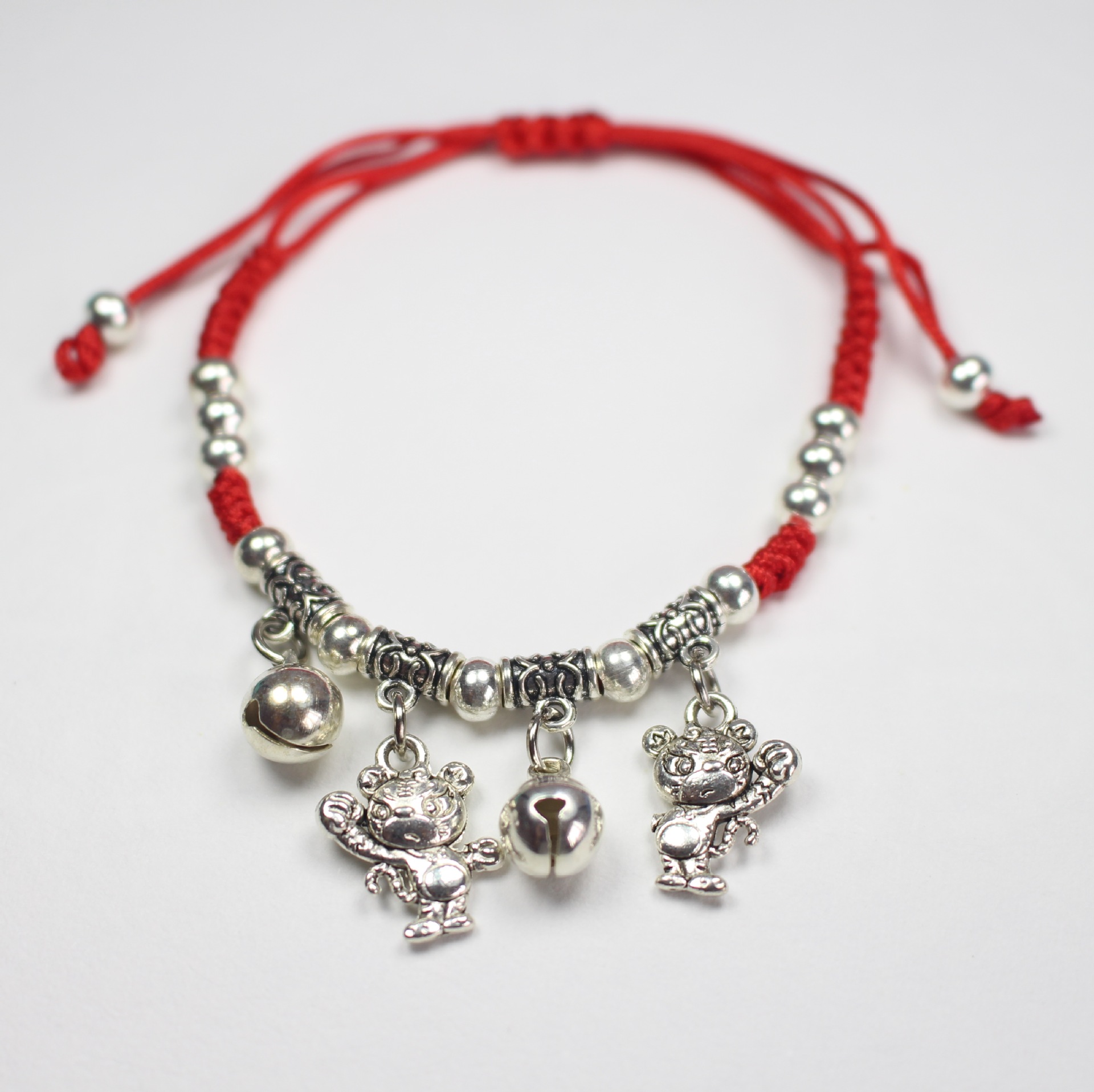 Hand-woven red string bracelet of the 12 Chinese zodiac signs, imitation Tibetan silver red string bell foot chain, Snake Year bracelet pic 3