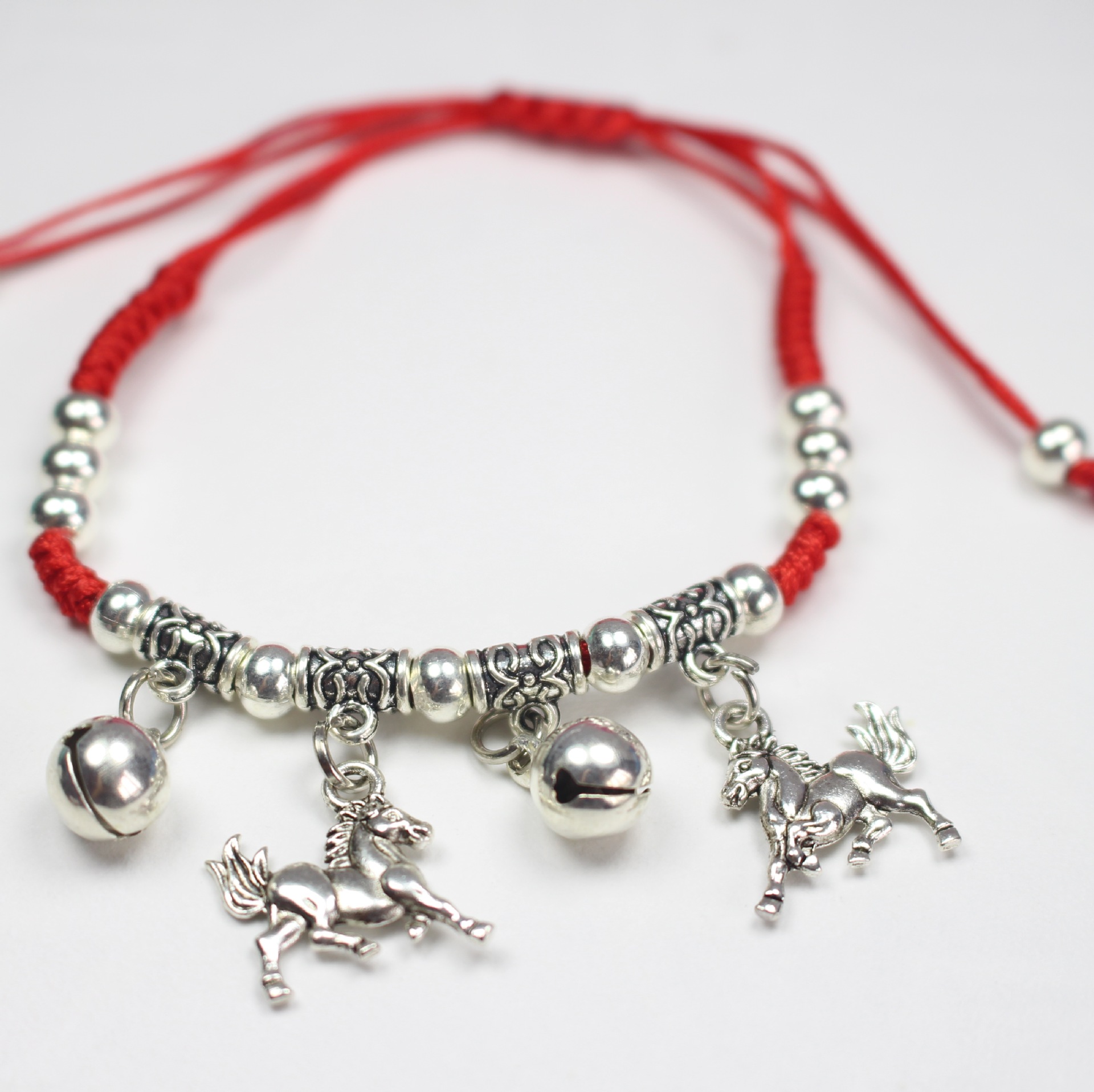 Hand-woven red string bracelet of the 12 Chinese zodiac signs, imitation Tibetan silver red string bell foot chain, Snake Year bracelet pic 8