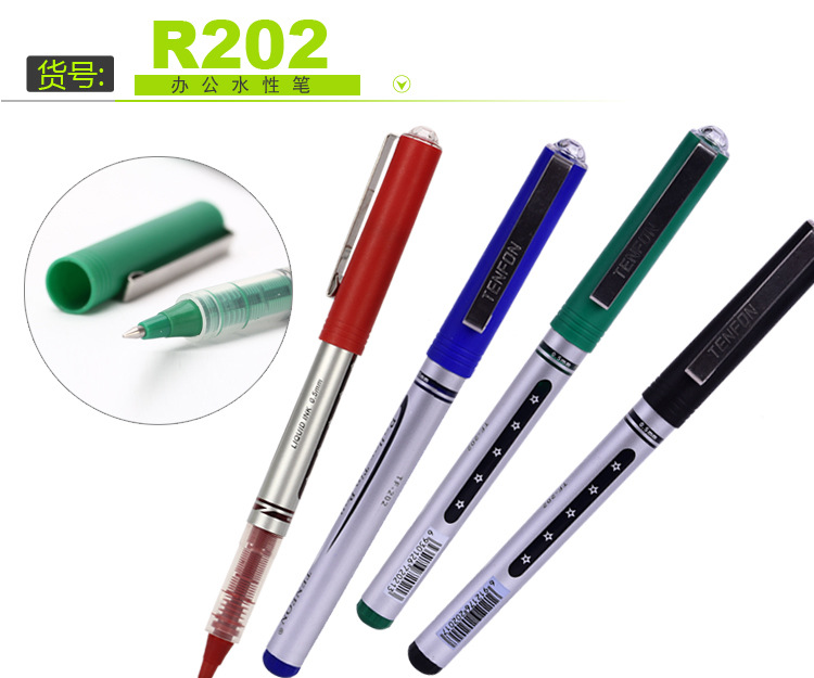 Socket straight liquid water-based pen, 0.5MM signature pen, black, blue, red and green small amount wholesale water-based pen, 802 carbon pen pic 4